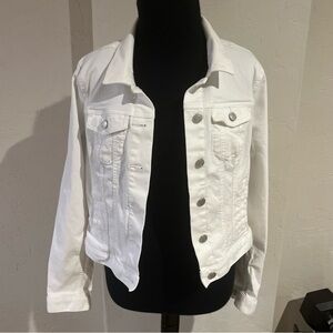 Ann Taylor Loft fitted White Jean Jacket M